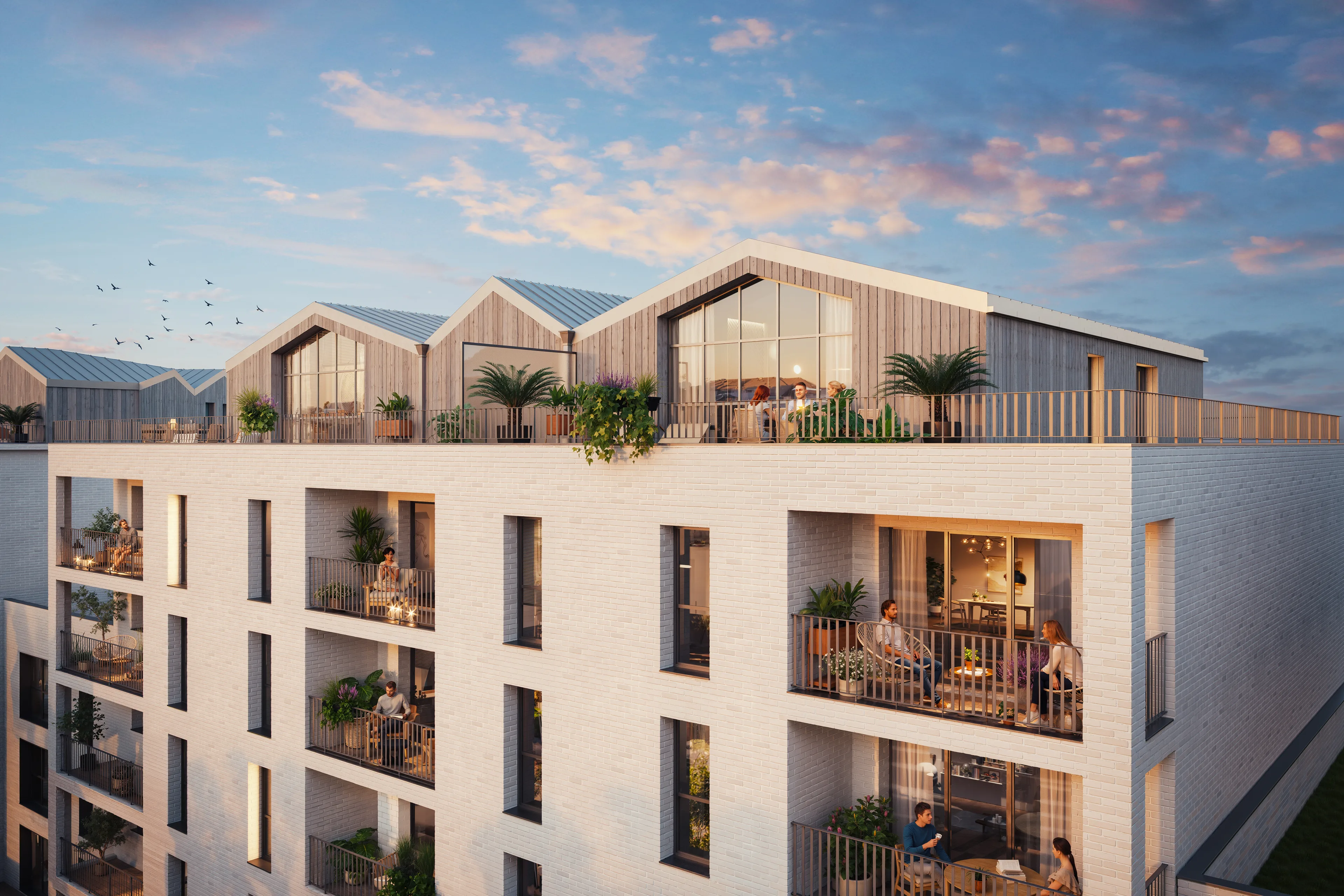 Vue d'une terrasse Stay'n donnant sur le jardin intérieur